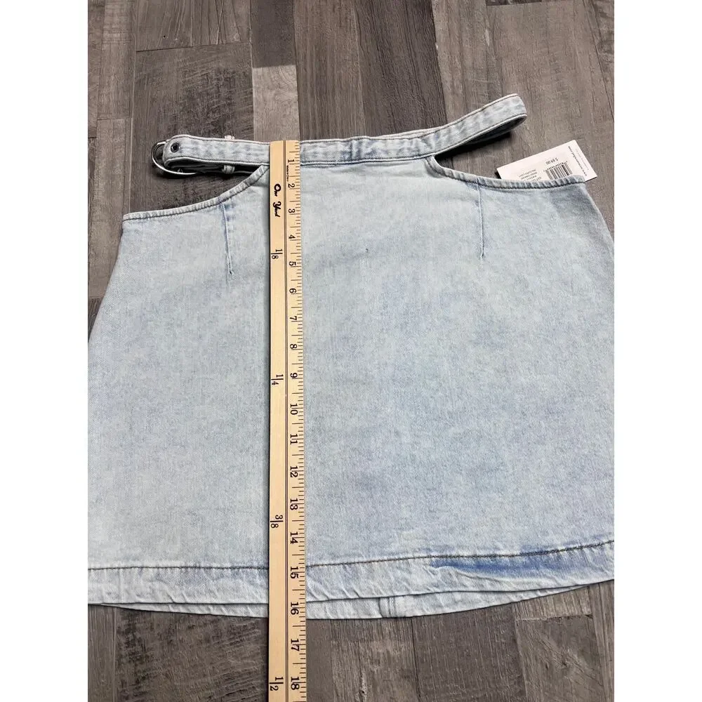 WeWoreWhat Denim Mini Skirt Women M Light Wash Belted Y2K Low Rise Bella Hadid